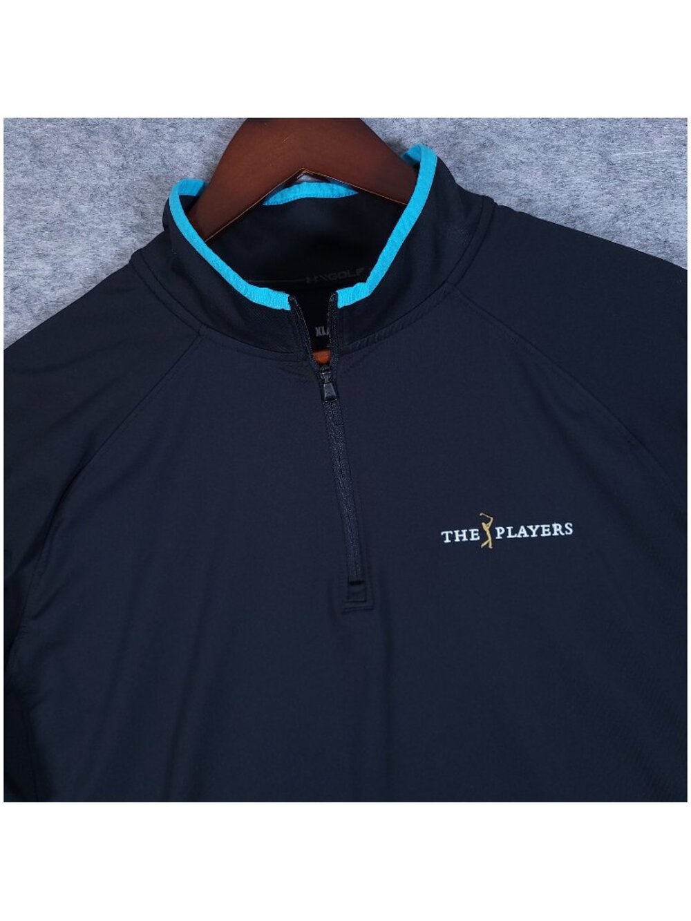 Under Armour Golf Players PGA Tour Quarter Zip Pullover XL Loose Black Teal Trim